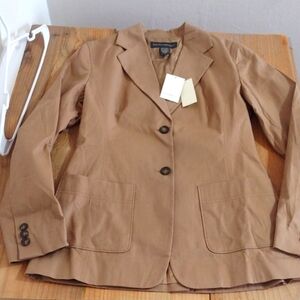 Banana Republic Vintage Brown 2 Button Cotton Blazer Size 4 NWT MSRP $148
